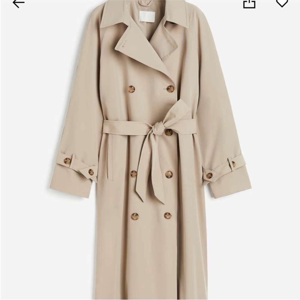 H&M Classic Double-Breasted Trench Coat in Beige small